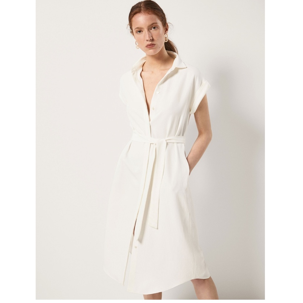 Massimo Dutti Textured Weave Shirt Dress w Belt